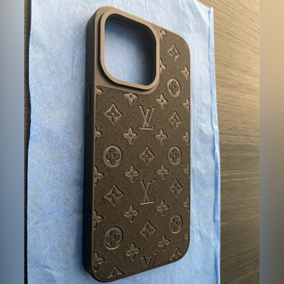 iPhone 15 pro max FELT Black Monogram Phone Case